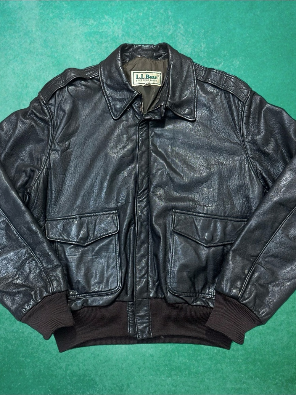 Vintage LL Bean Flight Bomber Leather Jacket